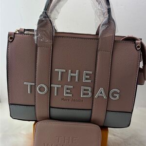 Designer Inspired Pink and Gray Tote Bag